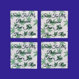 Ceramic Drink Coasters with Cork Bases-Sorry For My Bluntness-4 Pieces